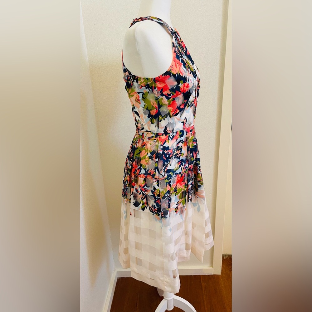 KATHERINE KELLEY sleeveless floral print halter fit-and-flare mini dress Size 2 - Picture 6 of 10